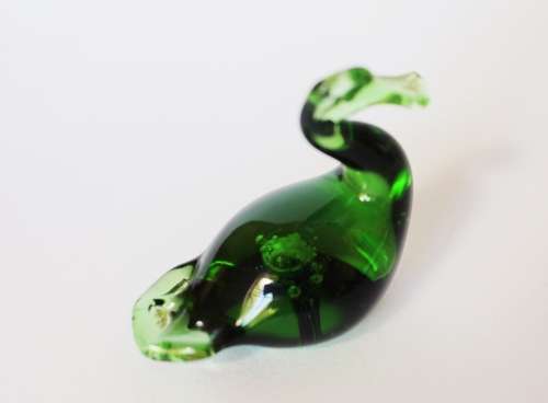 Seguso VdA Bullicante Murano glass swan bird figurine deep emerald art glass c 1950s Italy excellent