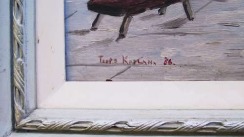 Vintage T Kaplan original oil painting coastal Africa landscape framed South African art 1956