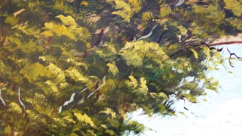 Vintage T Kaplan original oil painting coastal Africa landscape framed South African art 1956