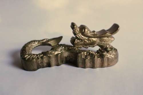 Antique Chinese Dragon Cast Iron Statue Figurine Paper Weight Metal Asian Oriental Art Dragon In Sky