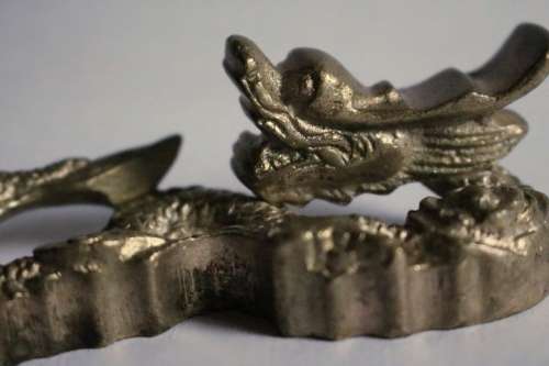 Antique Chinese Dragon Cast Iron Statue Figurine Paper Weight Metal Asian Oriental Art Dragon In Sky