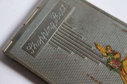 Vintage Art Deco chrome shopping list case notebook holder UK Reg 799985 England