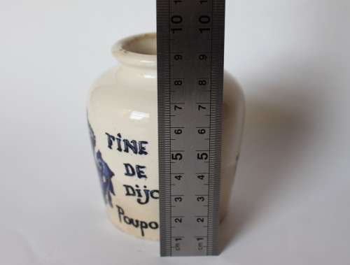 Digoin Sarreguemines Antique French Mustard Pot Jar Grey Poupon Ceramic Mustard of Dijon France EUC
