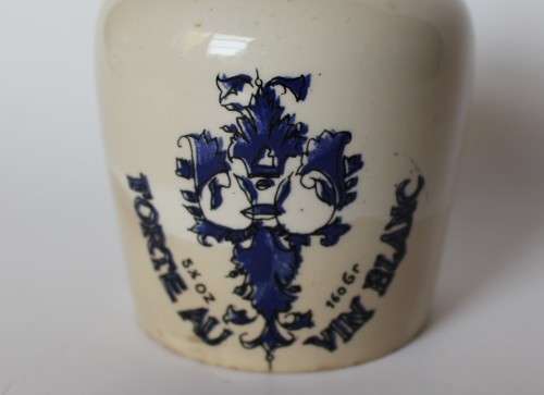 Digoin Sarreguemines Antique French Mustard Pot Jar Grey Poupon Ceramic Mustard of Dijon France EUC