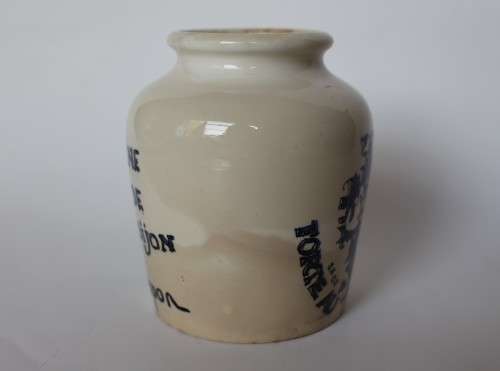 Digoin Sarreguemines Antique French Mustard Pot Jar Grey Poupon Ceramic Mustard of Dijon France EUC