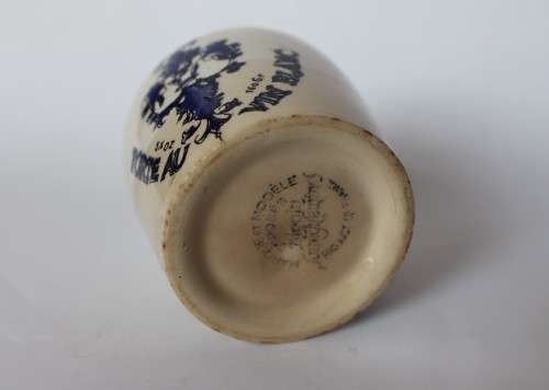 Digoin Sarreguemines Antique French Mustard Pot Jar Grey Poupon Ceramic Mustard of Dijon France EUC