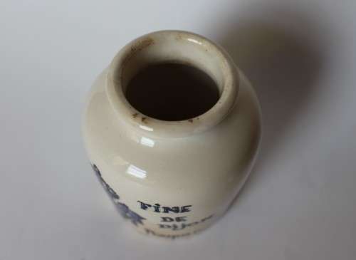 Digoin Sarreguemines Antique French Mustard Pot Jar Grey Poupon Ceramic Mustard of Dijon France EUC