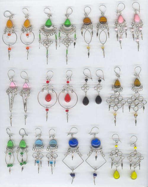Wholesale Lot ~ 30 Peruvian Murano Glass Gem/Stone Earrings