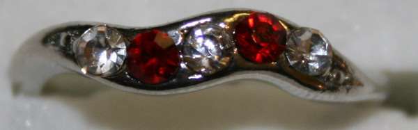 18k White Gold Plated Engagement Ring with Clear and Red Rhinestones #10