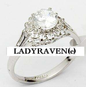 **CrAzY Auction!!** 18k White GP 6mm CZ and Rhinestone Engagement Ring
