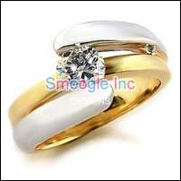 (Size 09) - FREE INTL SHIPPING - ** Two Tone Solitaire CZ Ring 1.5Ct **