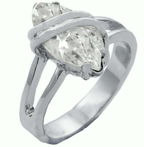 (Size 10) Non Tarnishing Rhodium Plated Fashion Ring with Cubic Zirconia Stone/s