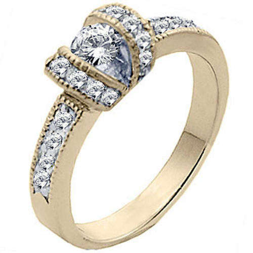 (Size 5) 14K Gold Plated Fashion Ring with Russian Formula Cubic Zirconia Stone/s