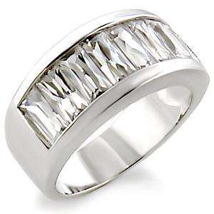 (Size 9) Non Tarnishing Rhodium Plated Fashion Ring with Cubic Zirconia Stone/s