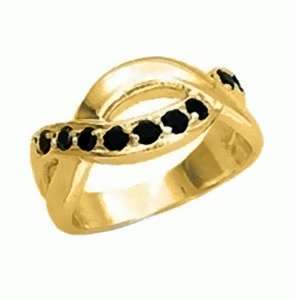 (Size 7) 14K Gold Plated Fashion Ring with Russian Formula Cubic Zirconia Stone/s