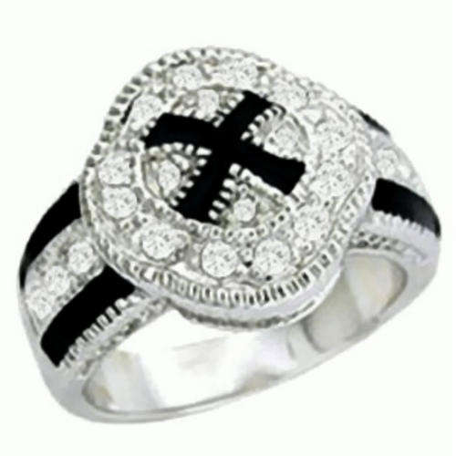 (Size 6) Non Tarnishing Rhodium Plated Fashion Ring with Swarovski Austrian Crystal/s
