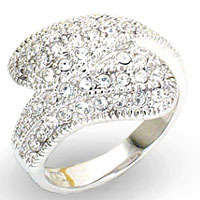 (Size 10) Non Tarnishing Rhodium Plated Fashion Ring with Swarovski Austrian Crystal/s