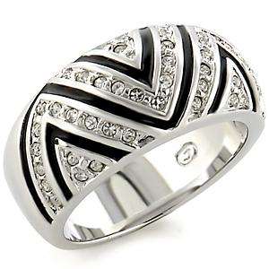 (Size 5) Non Tarnishing Rhodium Plated Fashion Ring with Swarovski Austrian Crystal/s