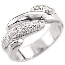 (Size 5) Non Tarnishing Rhodium Plated Fashion Ring with Swarovski Austrian Crystal/s