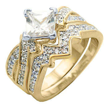 (Size 7) 14K Gold Plated Fashion Ring with Russian Formula Cubic Zirconia Stone/s