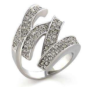 (Size 5) Non Tarnishing Rhodium Plated Fashion Ring with Swarovski Austrian Crystal/s