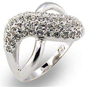 (Size 10) Non Tarnishing Rhodium Plated Fashion Ring with Swarovski Austrian Crystal/s