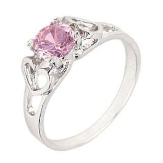 (Size 6) Non Tarnishing Rhodium Plated Fashion Ring with Cubic Zirconia Stone/s