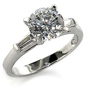 (Size 8) Non Tarnishing Rhodium Plated Fashion Ring with Cubic Zirconia Stone/s