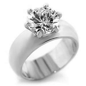 (Size 6) Non Tarnishing Rhodium Plated Fashion Ring with Cubic Zirconia Stone/s