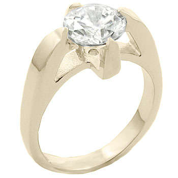 (Size 6) 14K Gold Plated Fashion Ring with Russian Formula Cubic Zirconia Stone/s