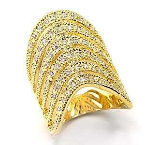 (Size 5) 14K Gold Plated Fashion Ring with Russian Formula Cubic Zirconia Stone/s