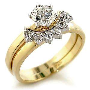 (Size 6) 14K Gold Plated Fashion Ring with Russian Formula Cubic Zirconia Stone/s