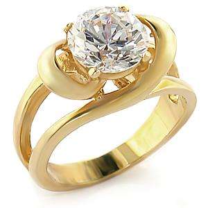(Size 9) 14K Gold Plated Fashion Ring with Russian Formula Cubic Zirconia Stone/s