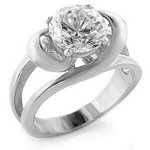 (Size 7) Non Tarnishing Rhodium Plated Fashion Ring with Swarovski Austrian Crystal/s