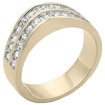 (Size 9) 14K Gold Plated Fashion Ring with Swarovski Austrian Crystal/s