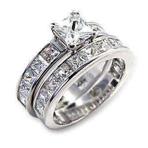 (Size 10) Non Tarnishing Rhodium Plated Fashion Ring with Cubic Zirconia Stone/s