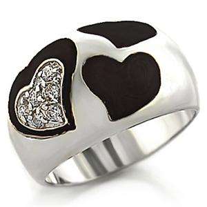 (Size 8) Non Tarnishing Rhodium Plated Fashion Ring with Cubic Zirconia Stone/s