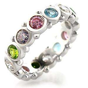(Size 5) Non Tarnishing Rhodium Plated Fashion Ring with Cubic Zirconia Stone/s