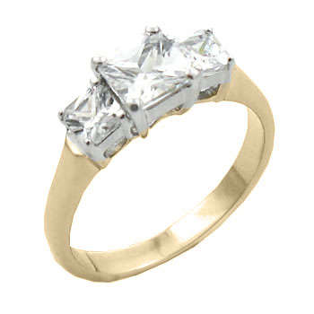 (Size 5) 14K Gold Plated Fashion Ring with Russian Formula Cubic Zirconia Stone/s