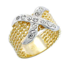(Size 7) 14K Gold Plated Fashion Ring with Russian Formula Cubic Zirconia Stone/s