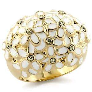 (Size 10) 14K Gold Plated Fashion Ring with Swarovski Austrian Crystal/s