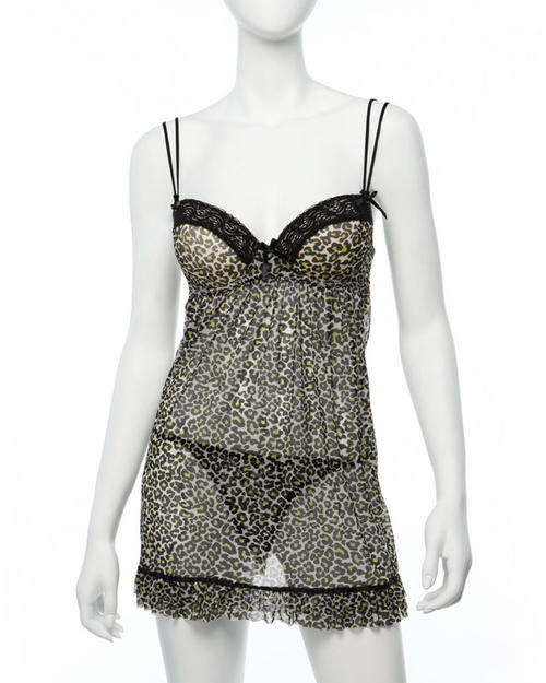 High Quality ***RENE ROFE 2 Piece Animal Print Chemise Set Size Small/medium