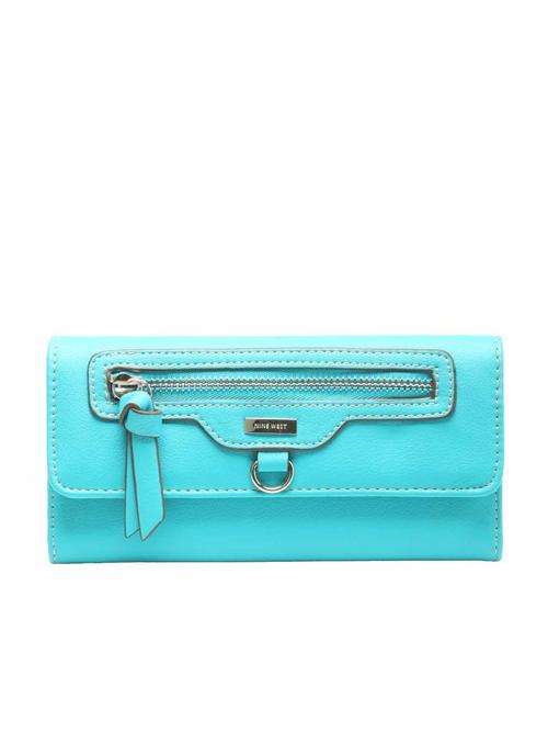 NINE WEST Aqua 7 1/2" Front Pocket Checkbook Wallet