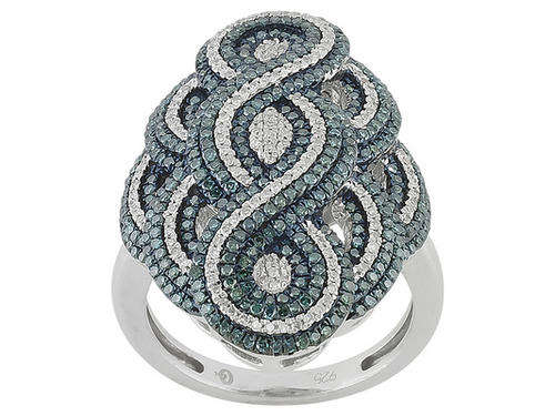 Blue Velvet Diamond(Tm) And White Diamond .80ctw Round ring