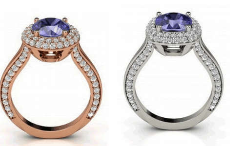 **R85000** Solid 14K ROSE/WHITE GOLD NATURAL STUNNING BLUE TANZANITE DIAMOND ENGAGEMENT RING