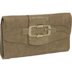 Guess Lorraine Sand Multi Clutch Washed vinyl gold-tone studs and logo