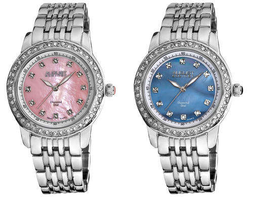 **R4199**PINK OR BLUE FACE***August Steiner Women's AS8045PK Diamond and Crystal Swiss Quartz Watch