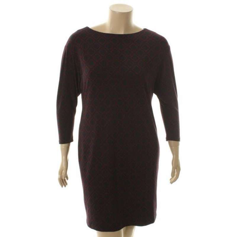 RALPH LAUREN NEW Navy Matte Jersey 3/4 Sleeves Wear to Work Dress 12