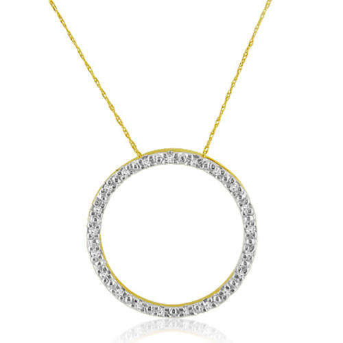 **R3 800**.20 ct Diamond Circle Pendant,14K over Sterling Silver