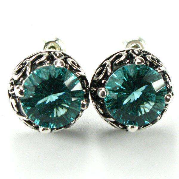 GREEN AMETHYST CONCAVE CUT 925 SILVER EARRINGS